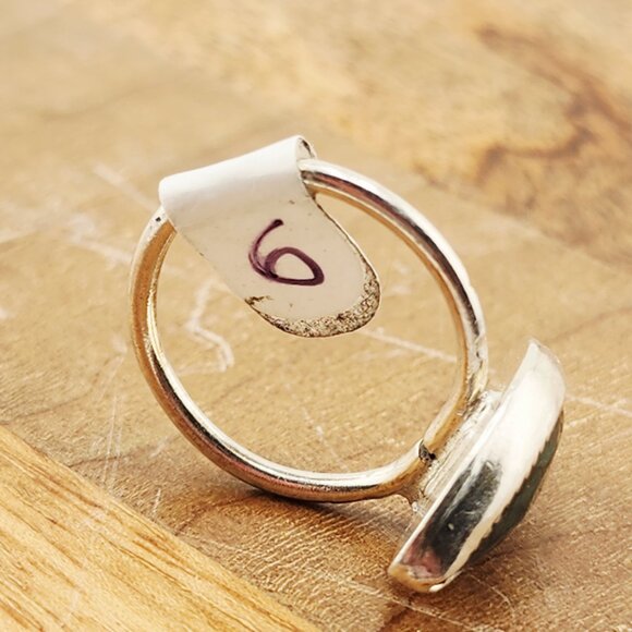 EMERALD HANDMADE RING rose-cut genuine gemstone in sterling silver size 6 - Picture 3 of 6